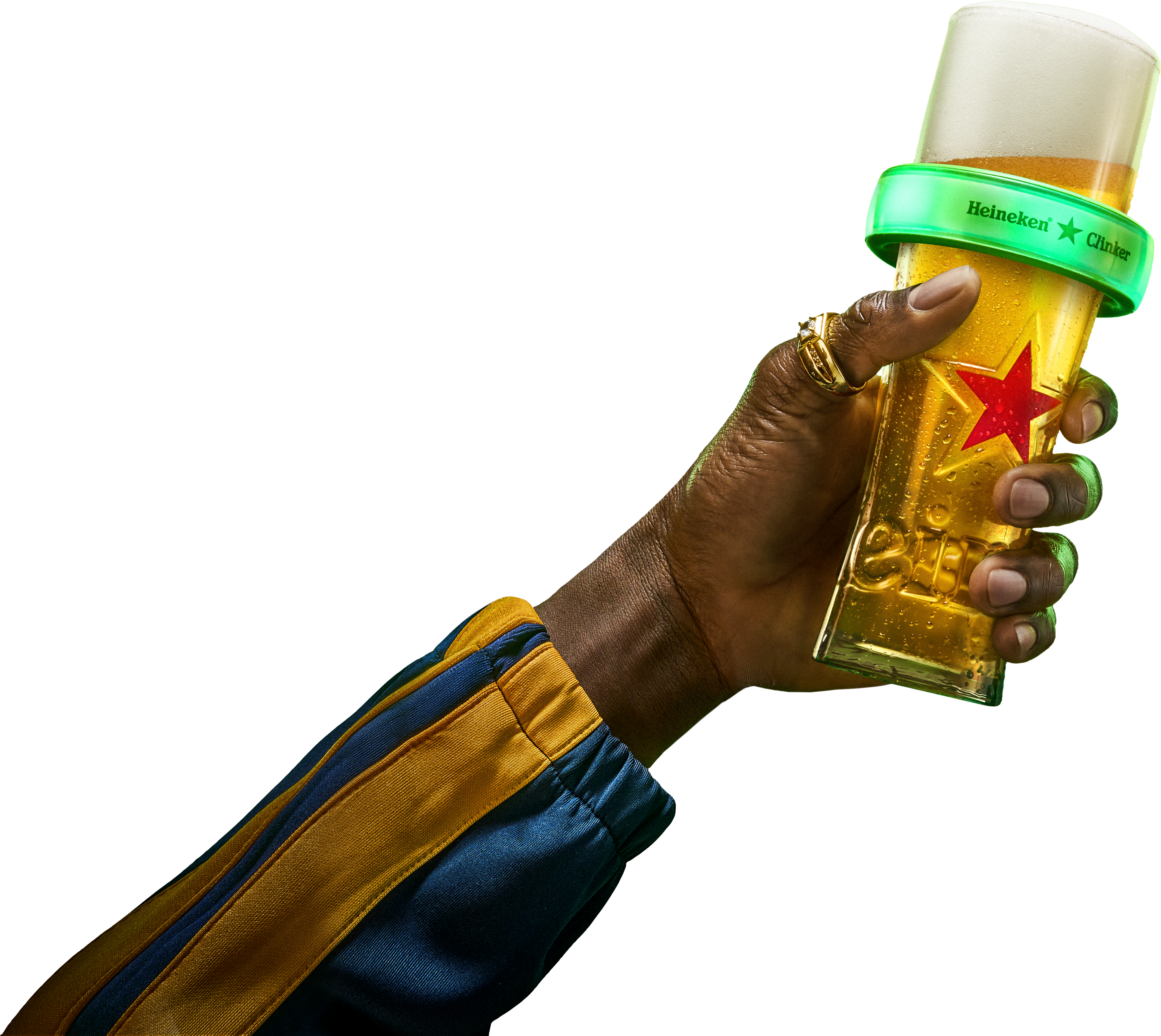 Clinking Heineken glasses